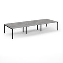 Connex Scalloped Triple Back To Back Desks - Grey Oak - NWOF