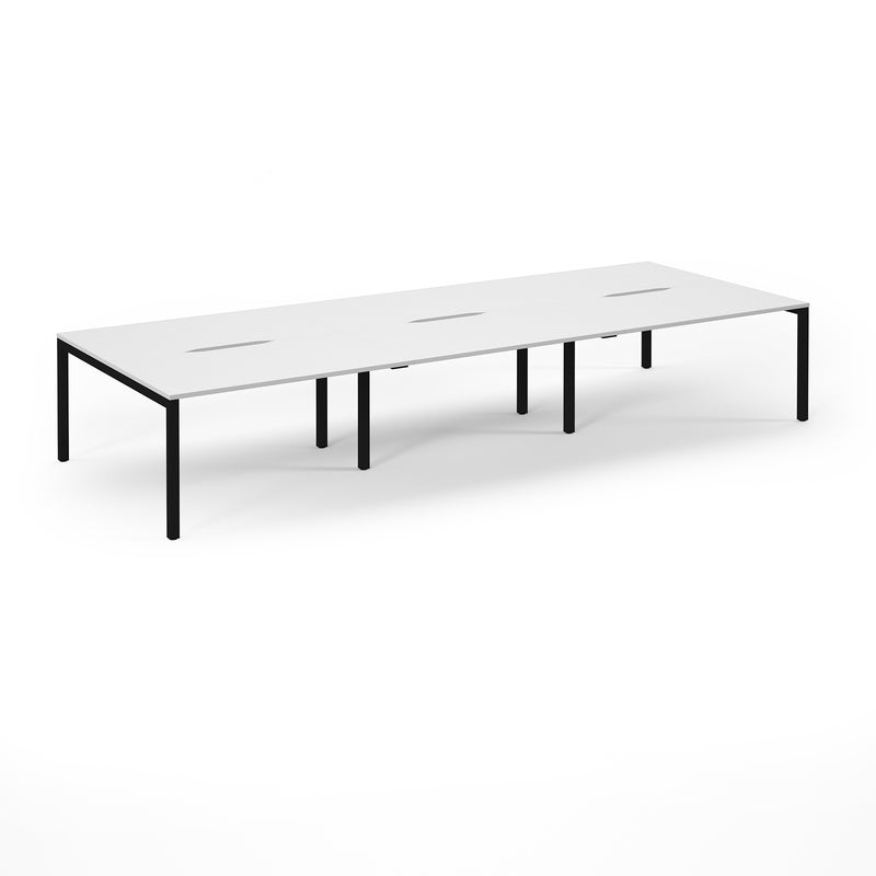 Connex Scalloped Triple Back To Back Desks - White - NWOF