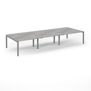 Connex Scalloped Triple Back To Back Desks - Grey Oak - NWOF