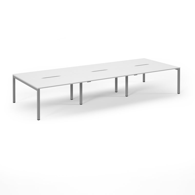 Connex Scalloped Triple Back To Back Desks - White - NWOF