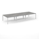 Connex Scalloped Triple Back To Back Desks - Grey Oak - NWOF