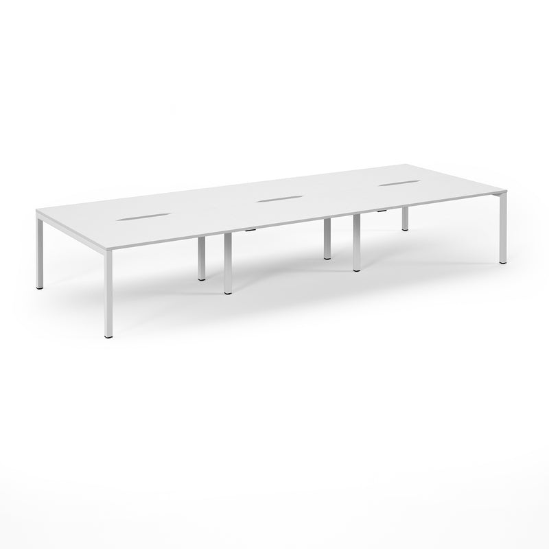 Connex Scalloped Triple Back To Back Desks - White - NWOF