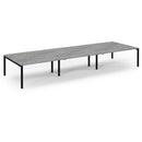 Connex Scalloped Triple Back To Back Desks - Grey Oak - NWOF