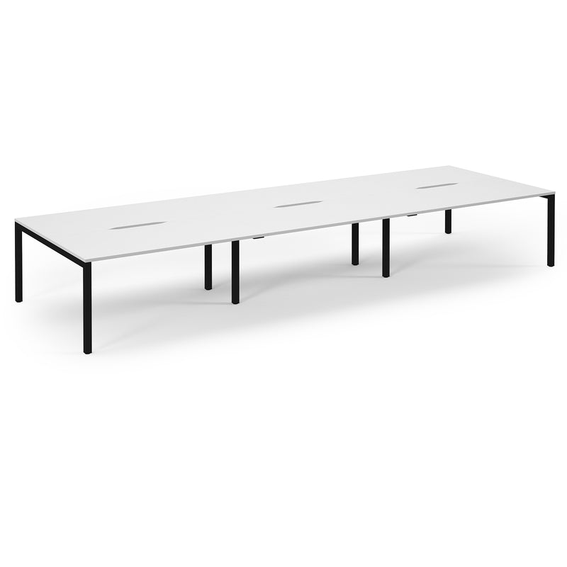 Connex Scalloped Triple Back To Back Desks - White - NWOF