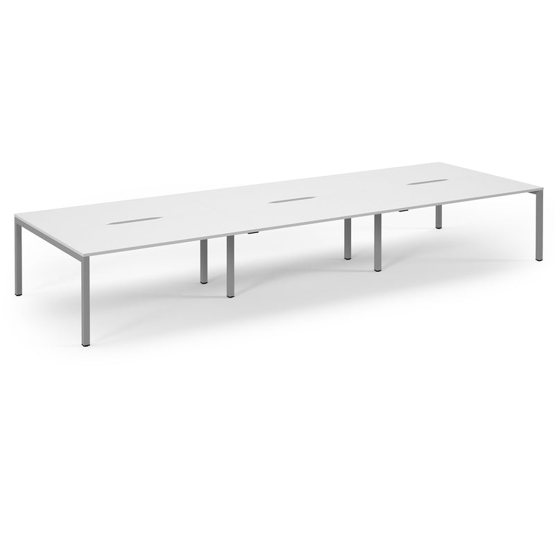 Connex Scalloped Triple Back To Back Desks - White - NWOF