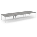 Connex Scalloped Triple Back To Back Desks - Grey Oak - NWOF