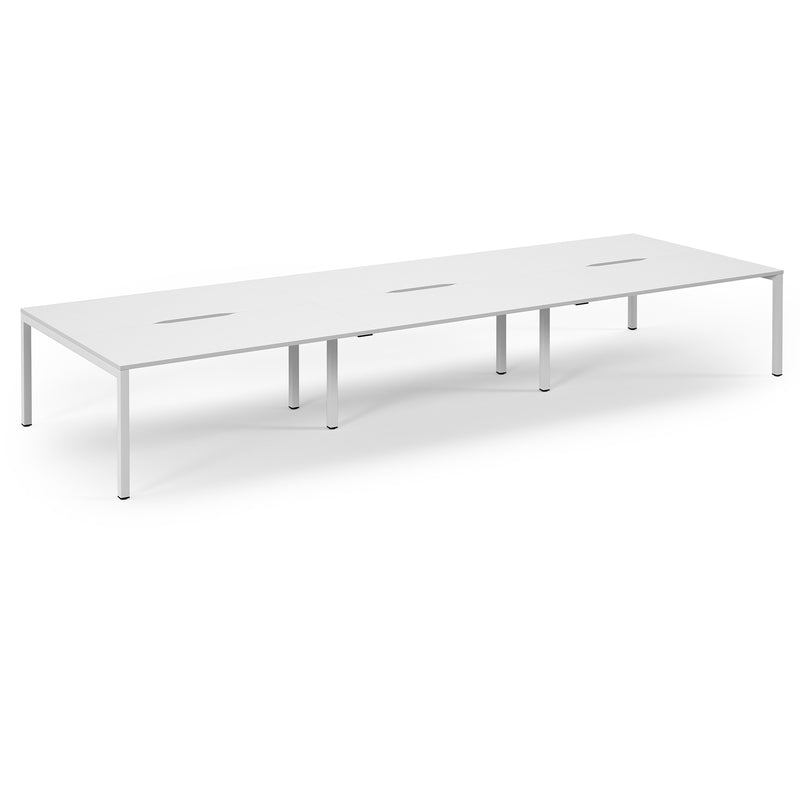 Connex Scalloped Triple Back To Back Desks - White - NWOF