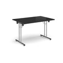 Rectangular Folding Leg Table With Straight Foot Rails - Black - NWOF