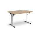 Rectangular Folding Leg Table With Straight Foot Rails - Kendal Oak - NWOF