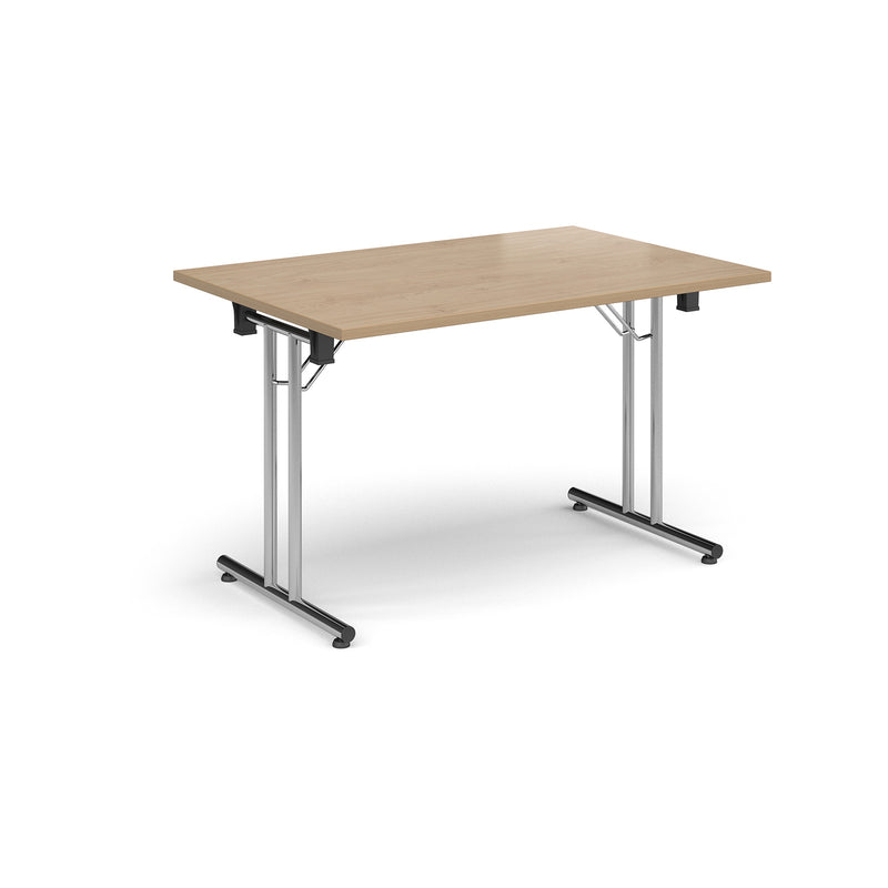 Rectangular Folding Leg Table With Straight Foot Rails - Kendal Oak - NWOF