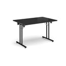 Rectangular Folding Leg Table With Straight Foot Rails - Black - NWOF