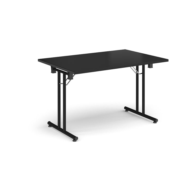 Rectangular Folding Leg Table With Straight Foot Rails - Black - NWOF
