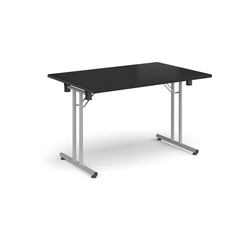 Rectangular Folding Leg Table With Straight Foot Rails - Black - NWOF