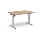 Rectangular Folding Leg Table With Straight Foot Rails - Kendal Oak - NWOF