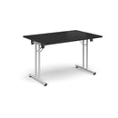 Rectangular Folding Leg Table With Straight Foot Rails - Black - NWOF