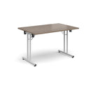 Rectangular Folding Leg Table With Straight Foot Rails - Barcelona Walnut - NWOF