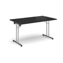 Rectangular Folding Leg Table With Straight Foot Rails - Black - NWOF
