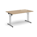 Rectangular Folding Leg Table With Straight Foot Rails - Kendal Oak - NWOF