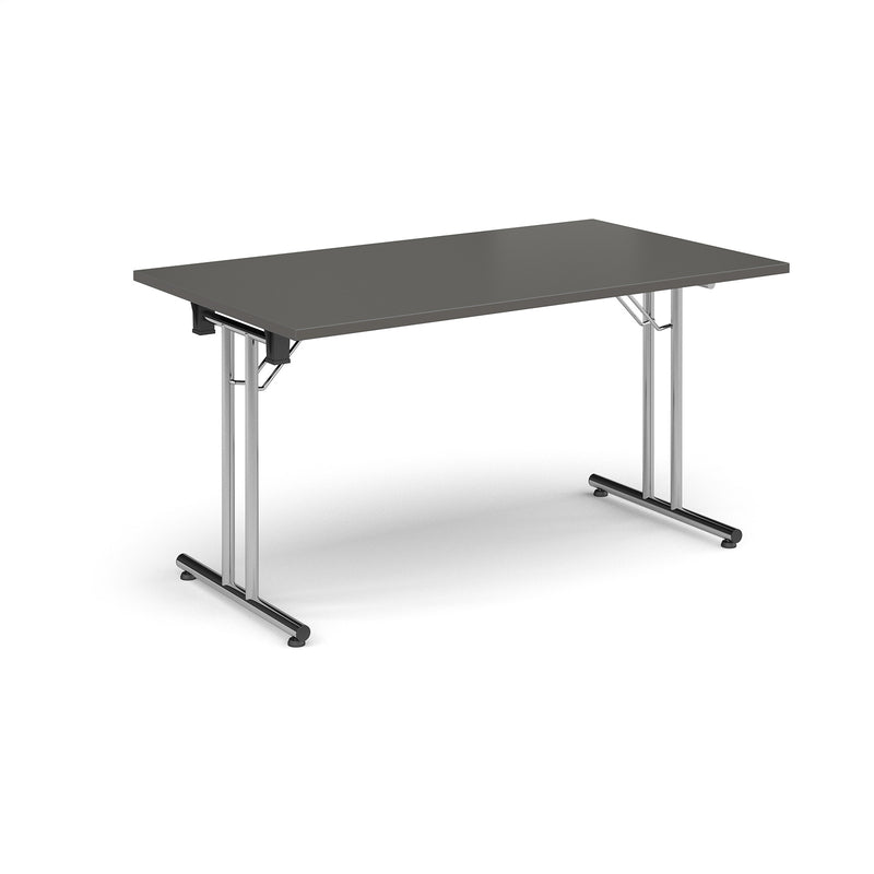 Rectangular Folding Leg Table With Straight Foot Rails - Onyx Grey - NWOF