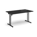 Rectangular Folding Leg Table With Straight Foot Rails - Black - NWOF