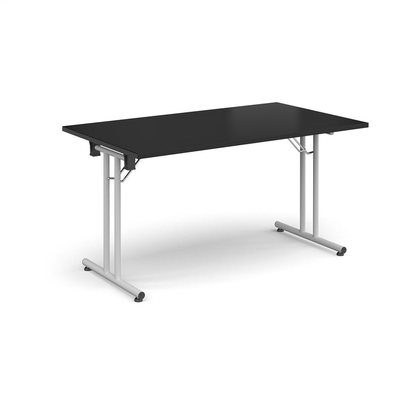 Rectangular Folding Leg Table With Straight Foot Rails - Black - NWOF