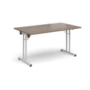 Rectangular Folding Leg Table With Straight Foot Rails - Barcelona Walnut - NWOF