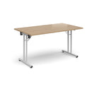 Rectangular Folding Leg Table With Straight Foot Rails - Kendal Oak - NWOF