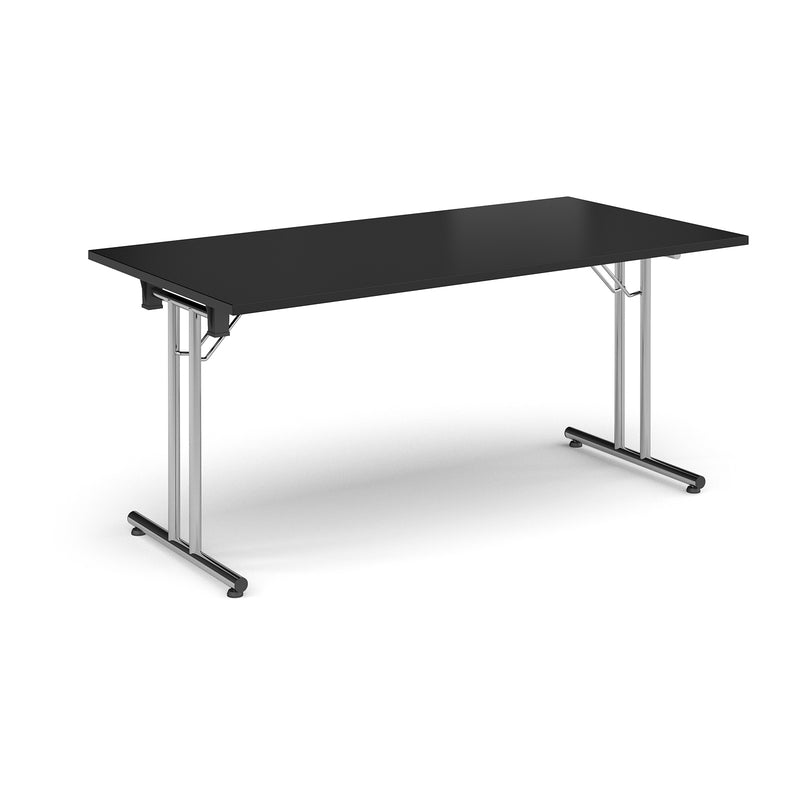 Rectangular Folding Leg Table With Straight Foot Rails - Black - NWOF