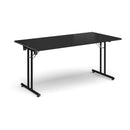 Rectangular Folding Leg Table With Straight Foot Rails - Black - NWOF