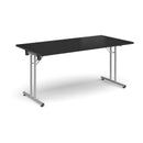 Rectangular Folding Leg Table With Straight Foot Rails - Black - NWOF