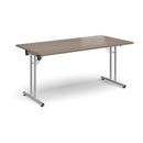 Rectangular Folding Leg Table With Straight Foot Rails - Barcelona Walnut - NWOF