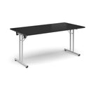 Rectangular Folding Leg Table With Straight Foot Rails - Black - NWOF
