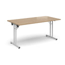 Rectangular Folding Leg Table With Straight Foot Rails - Kendal Oak - NWOF