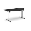 Semi Circular Folding Leg Table With Straight Foot Rails - Black - NWOF