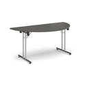 Semi Circular Folding Leg Table With Straight Foot Rails - Onyx Grey - NWOF