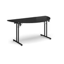Semi Circular Folding Leg Table With Straight Foot Rails - Black - NWOF