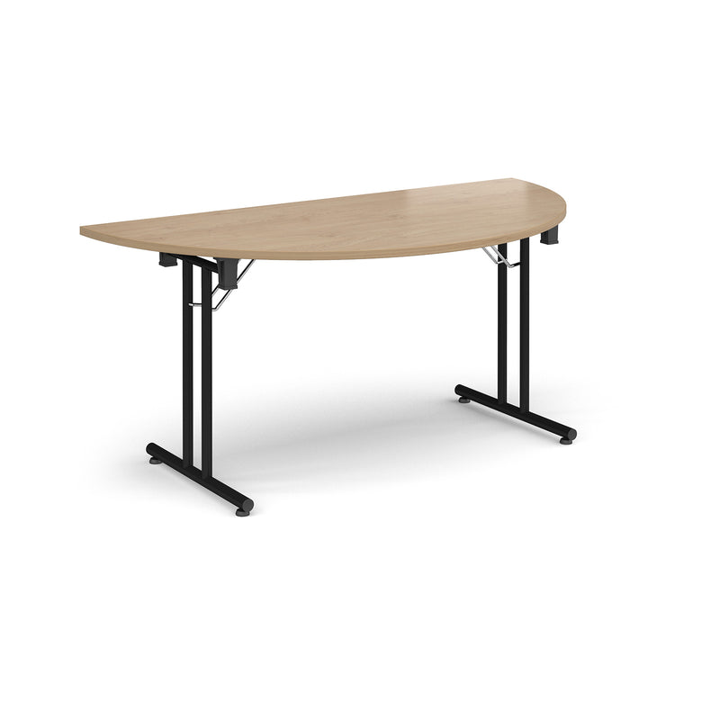Semi Circular Folding Leg Table With Straight Foot Rails - Kendal Oak - NWOF