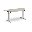 Semi Circular Folding Leg Table With Straight Foot Rails - Light Grey - NWOF