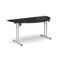 Semi Circular Folding Leg Table With Straight Foot Rails - Black - NWOF