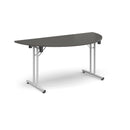 Semi Circular Folding Leg Table With Straight Foot Rails - Onyx Grey - NWOF