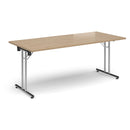 Rectangular Folding Leg Table With Straight Foot Rails - Kendal Oak - NWOF