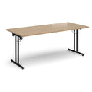 Rectangular Folding Leg Table With Straight Foot Rails - Kendal Oak - NWOF