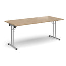 Rectangular Folding Leg Table With Straight Foot Rails - Kendal Oak - NWOF
