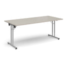 Rectangular Folding Leg Table With Straight Foot Rails - Light Grey - NWOF