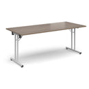 Rectangular Folding Leg Table With Straight Foot Rails - Barcelona Walnut - NWOF