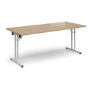 Rectangular Folding Leg Table With Straight Foot Rails - Kendal Oak - NWOF