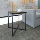 Siano square side table by Dams with black steel frame and lotus wood top, modern and minimalist design for living spaces.