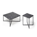 Dams Siano square side table with black steel frame and lotus wood top, modern living room furniture piece