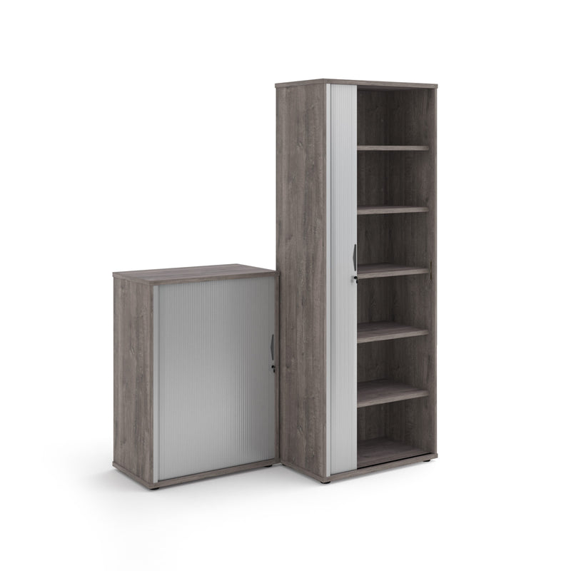 Universal Single Door Tambour Cupboard - Grey Oak