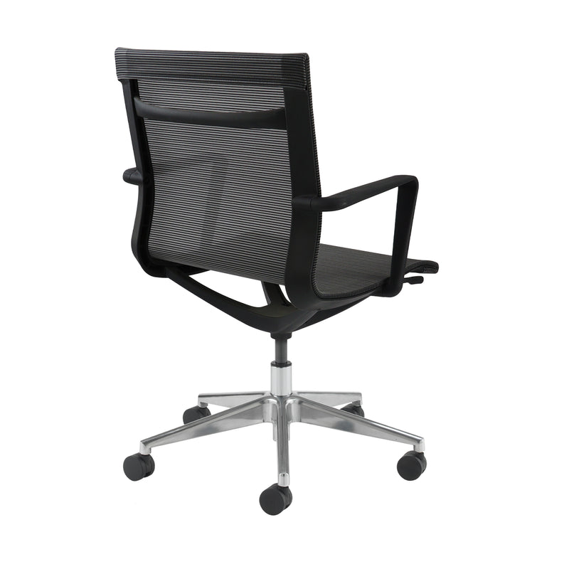 Sirena Black Mesh Meeting Chair With Chrome Base - NWOF